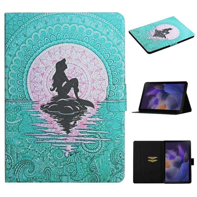 For Samsung Galaxy Tab A9 Colored Drawing Pattern Horizontal Flip PU Tablet Case with Sleep / Wake-u