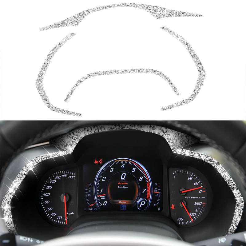 For Chevrolet Corvette C7 2014-2019 4 in 1 Car Dashboard Frame Diamond Decorative Sticker, Left Driv