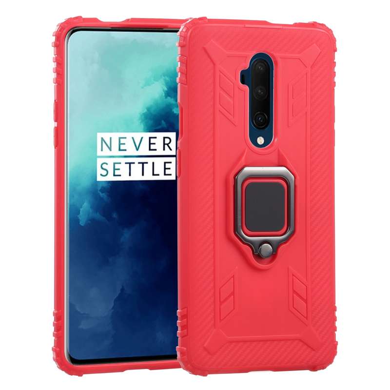 For OnePlus 7T Pro / 7 Pro Carbon Fiber Protective Case with 360 Degree Rotating Ring Holder(Green)