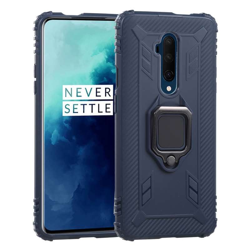 For OnePlus 7T Pro / 7 Pro Carbon Fiber Protective Case with 360 Degree Rotating Ring Holder(Green)
