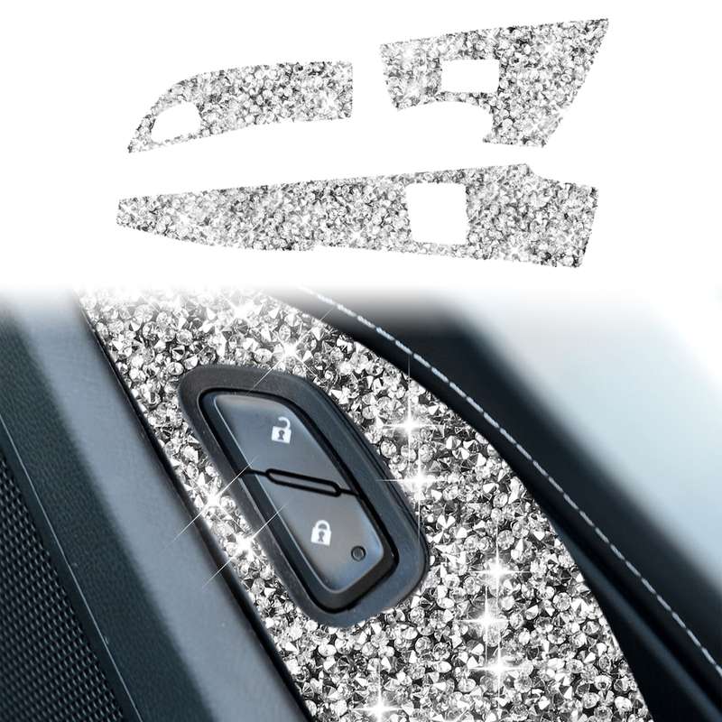 For Chevrolet Corvette C7 2014-2019 Car Door Button Panel Diamond Decorative Sticker, Left Drive