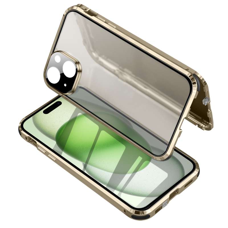 For iPhone 15 Anti-peeping Magnetic Tempered Glass Phone Case(Blue)