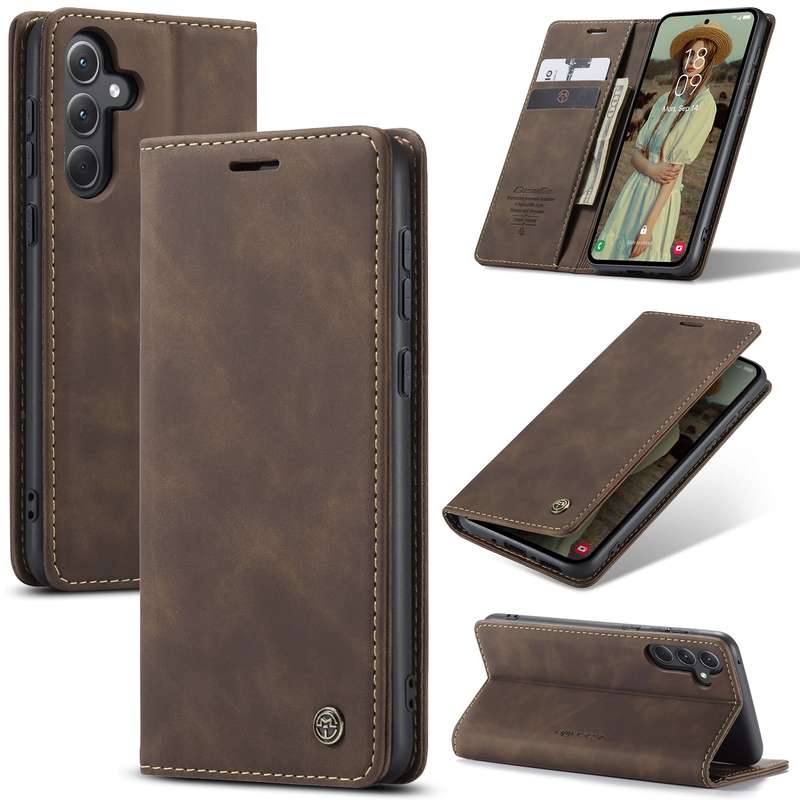 For Samsung Galaxy A35 5G CaseMe 013 Multifunctional Horizontal Flip Leather Phone Case(Brown)