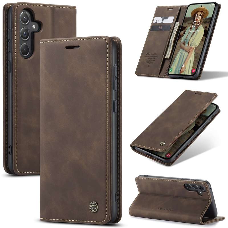 For Samsung Galaxy A55 5G CaseMe 013 Multifunctional Horizontal Flip Leather Phone Case(Coffee)