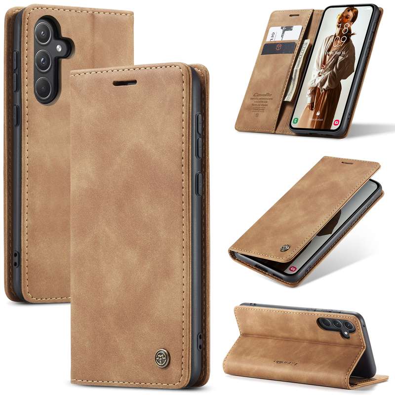 For Samsung Galaxy A55 5G CaseMe 013 Multifunctional Horizontal Flip Leather Phone Case(Coffee)