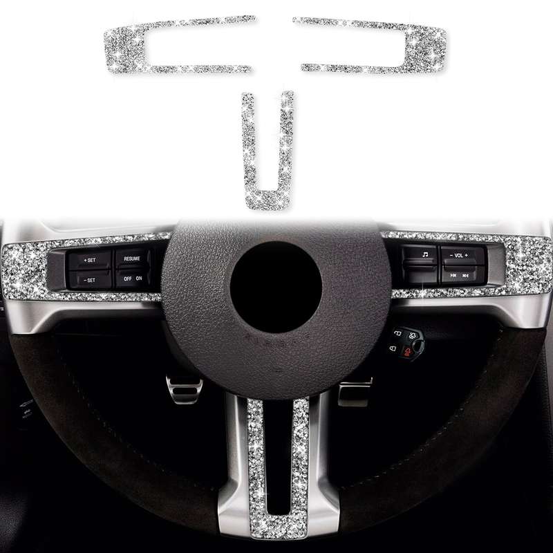 For Ford Mustang 2009-2013 3 in 1 Car Steering Wheel Diamond Decoration Sticker, Left Hand Drive