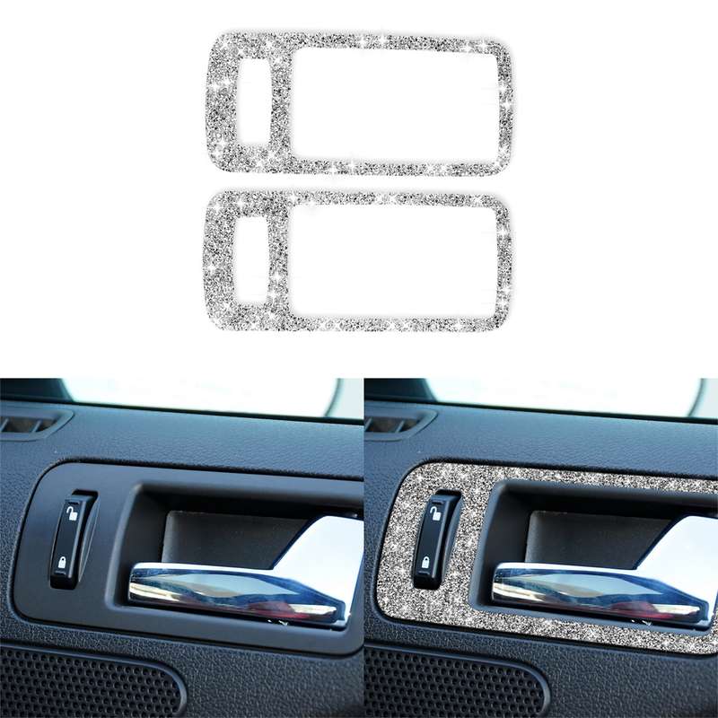 For Ford Mustang 2009-2013 2pcs Car Door Inner Handle Diamond Decoration Sticker, Left Hand Drive