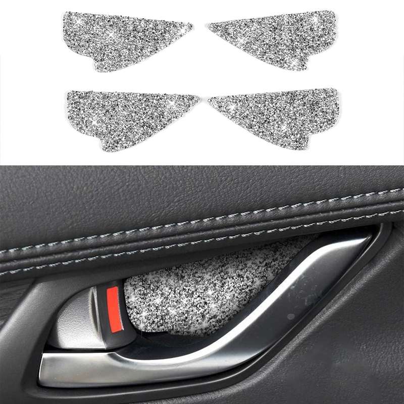 For Mazda CX-5 2017-2018 Car Inner Door Bowl Diamond Decorative Sticker,Left and Right Drive Univers