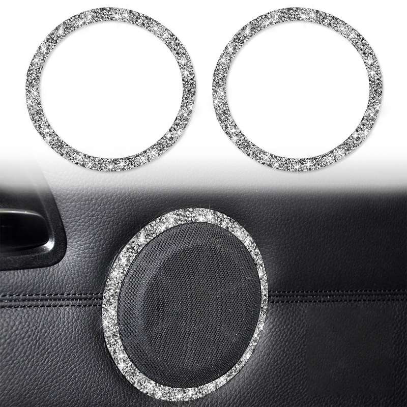 Car Door Horn Ring 2 in 1 Diamond Decorative Sticker for BMW 3 Series E90 / E84 2008-2012, X1 Series
