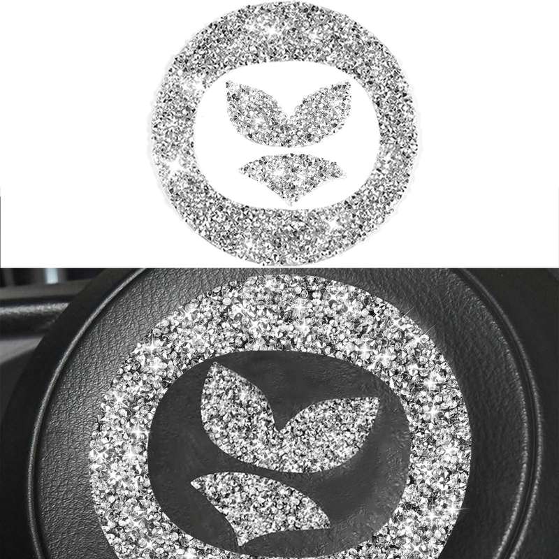 For Mazda CX-5 2017-2018 Car Steering Wheel Panel Diamond Decorative Sticker,Left and Right Drive Un