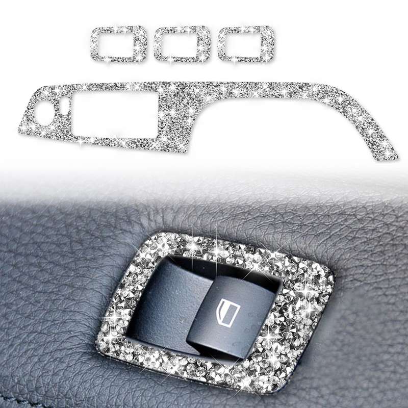 For BMW 3 Series E90 / 320i / 325i 2005-2012 Car Window Lift Panel 35.8cm Diamond Decorative Sticker