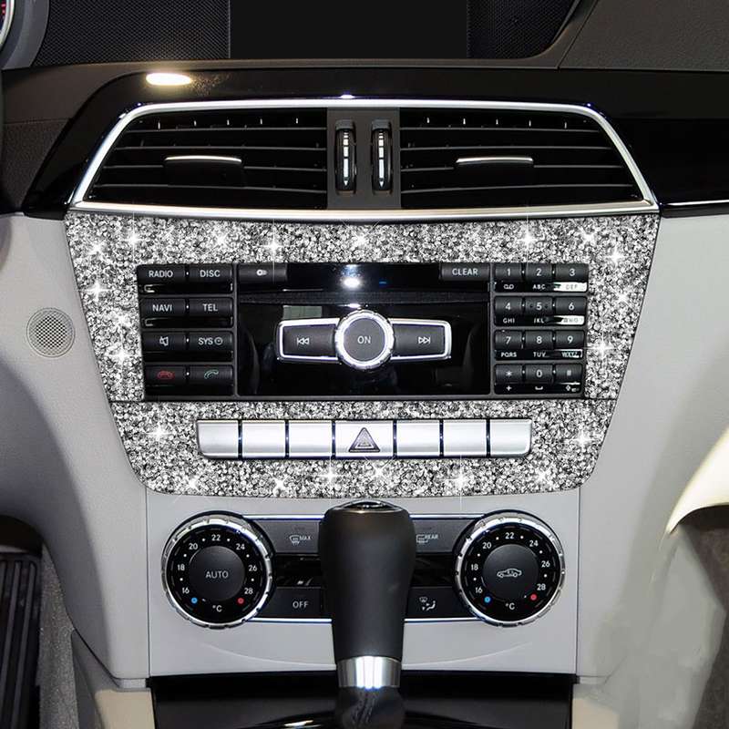 For Mercedes-Benz C-class W204 2011-2013 Car Central Control CD Panel Diamond Decorative Sticker, Le