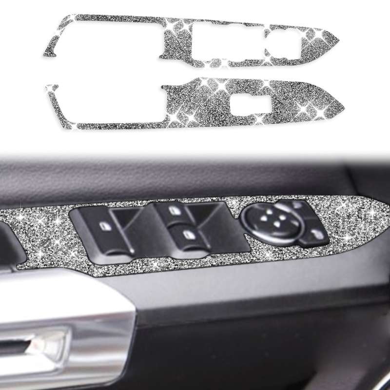 For Ford Mustang 2015-2020 Car Door Lift Panel A Diamond Decoration Sticker, Left Drive