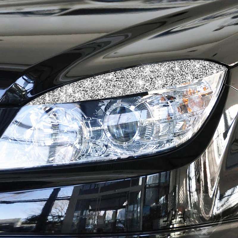 For Mercedes-Benz C-class W204 2008-2011 Car Light Eyebrow Diamond Decorative Sticker, Left and Righ