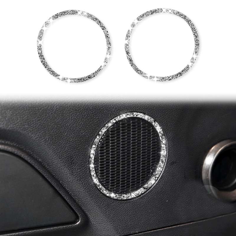 For Ford Mustang 2015-2020 Car Horn Circle Diamond Decoration Sticker, Left and Right Drive