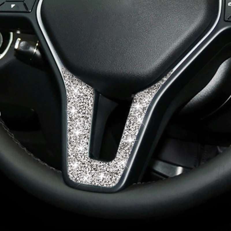 For Mercedes-Benz W204 Car Steering Wheel Diamond Decorative Sticker, Left and Right Drive