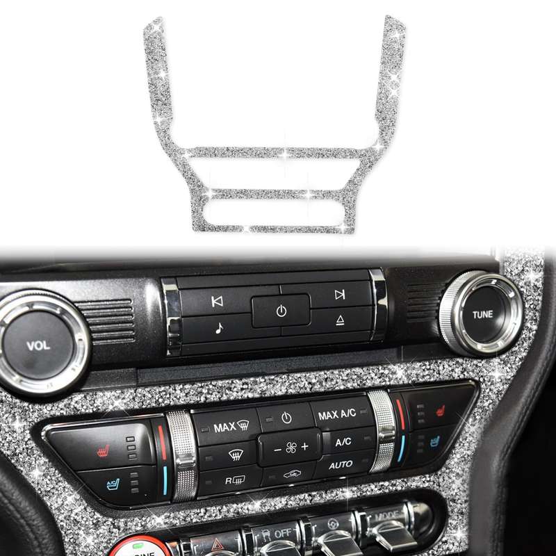For Ford Mustang 2015-2020 Car CD Panel Diamond Decoration Sticker, Left and Right Drive