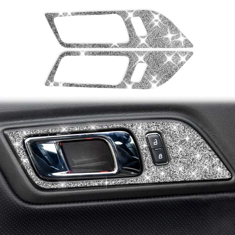 For Ford Mustang 2015-2020 Car Door Inner Handle Panel Diamond Decoration Sticker, Left and Right Dr