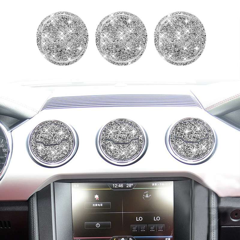 For Ford Mustang 2015-2020 9 in 1 Car Air Outlet Diamond Decoration Sticker, Left and Right Drive