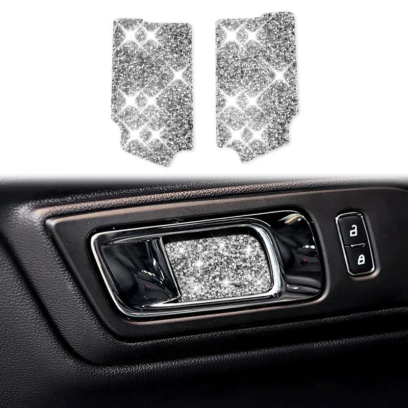 For Ford Mustang 2015-2020 Car Inner Door Bowl Panel Diamond Decoration Sticker, Left and Right Driv