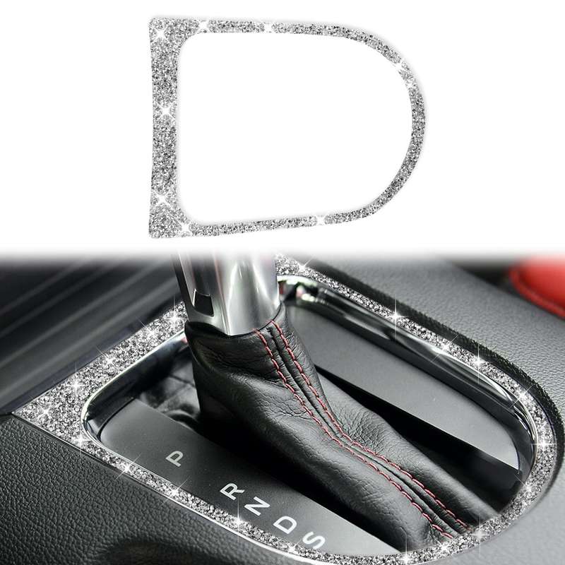For Ford Mustang 2015-2020 Car Gear Shift Outer Ring Diamond Decoration Sticker, Left and Right Driv