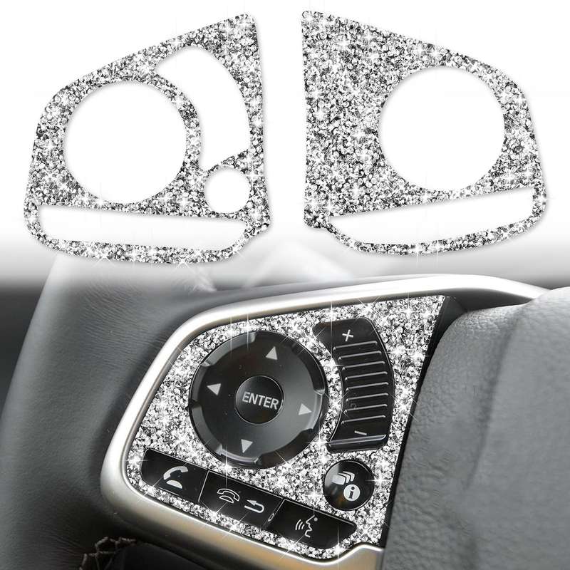 For Honda Civic 2016-2019 Car Steering Wheel Buttons High Configuration Diamond Decorative Sticker,