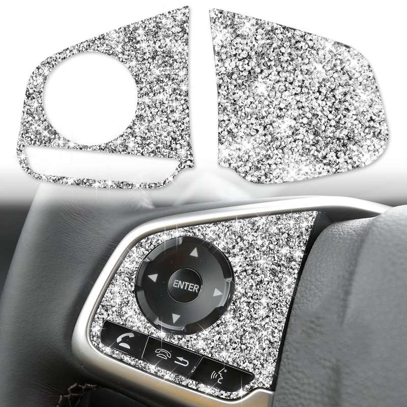 For Honda Civic 2016-2019 Car Steering Wheel Buttons Low Configuration Diamond Decorative Sticker, L