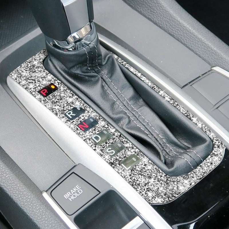 For Honda Civic 2016-2019 Car Gear Button Frame Diamond Decorative Sticker, Left-hand Drive