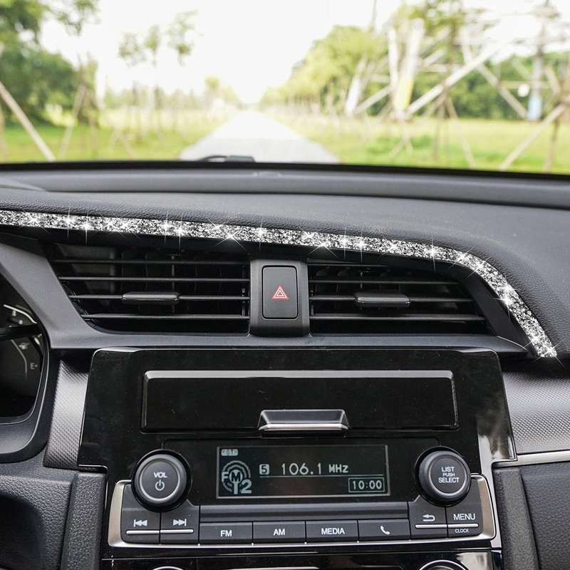 For Honda Civic 2016-2019 Car Central Control Air Outlets Upper Diamond Decorative Sticker, Left-han