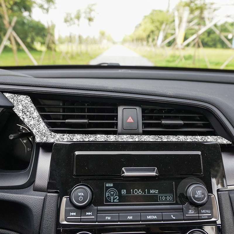 For Honda Civic 2016-2019 Car Central Control Air Outlets Below Diamond Decorative Sticker, Left-han