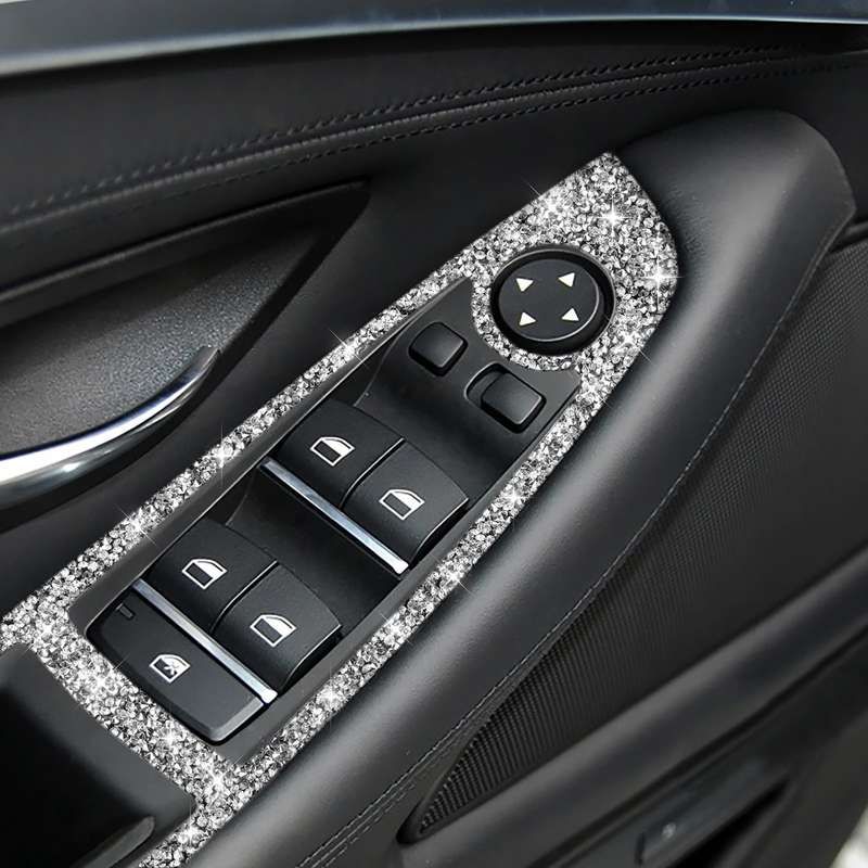 For BMW F10 5 Series 2011-2018 Car Window Lift Switch Diamond Decorative Sticker, Left-hand Drive