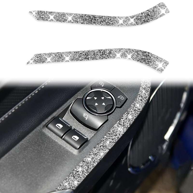For Ford Mustang 2015-2020 Car Window Lift Side Diamond Decoration Sticker, Left and Right Drive