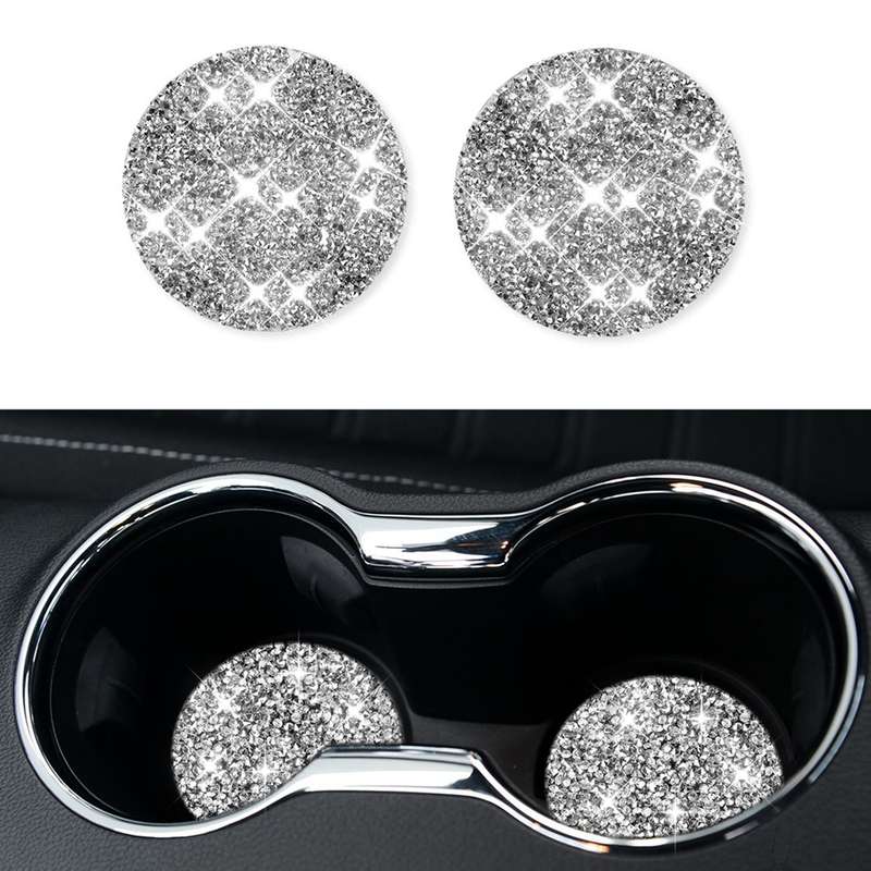 For Ford Mustang 2015-2020 Car Water Cup Holder Base Diamond Decoration Sticker, Left and Right Driv