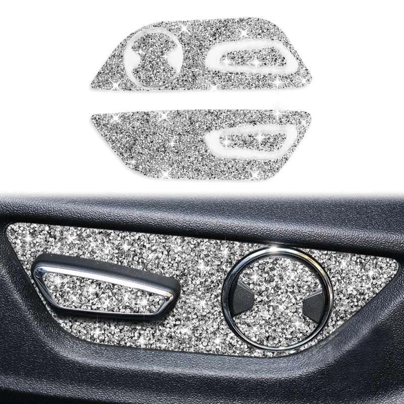 For Ford Mustang 2015-2020 Car Seat Adjustment Button Diamond Decoration Sticker, Left Drive