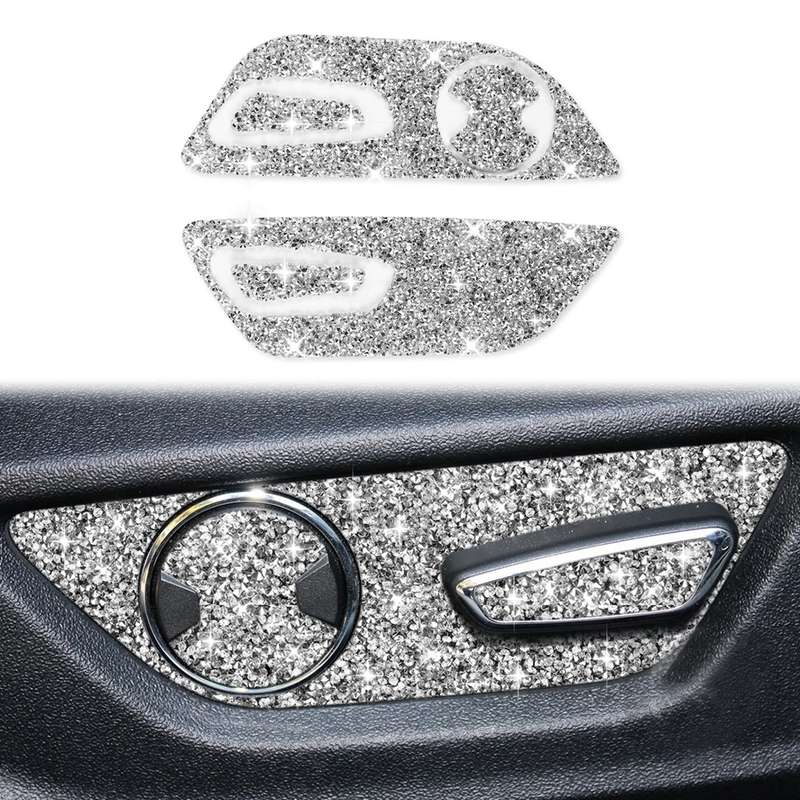 For Ford Mustang 2015-2020 Car Seat Adjustment Button Diamond Decoration Sticker, Right Drive
