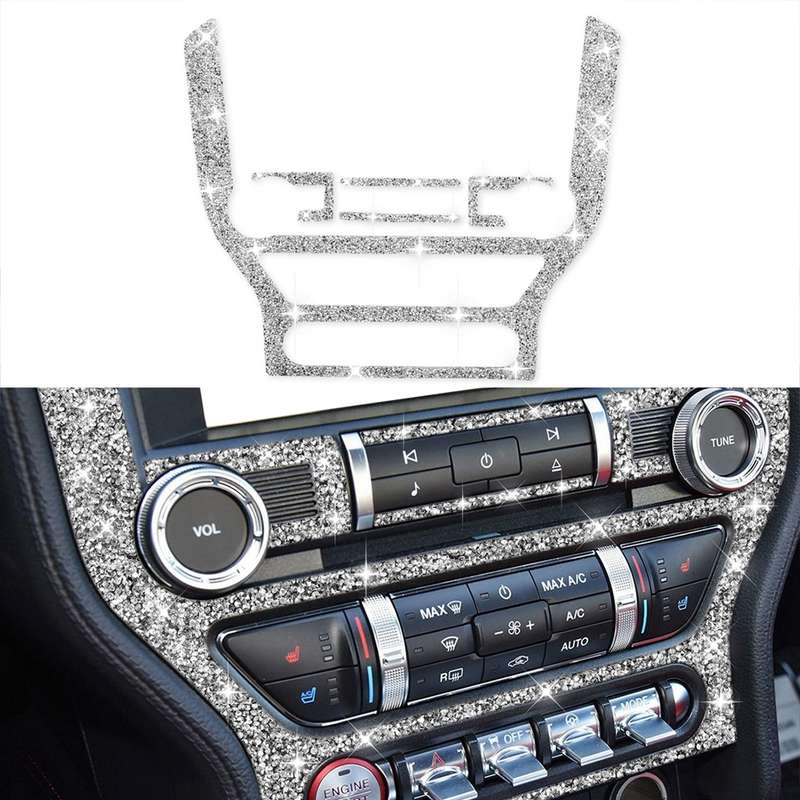 For Ford Mustang 2015-2020 Car Central Control CD Frame Diamond Decoration Sticker, Left and Right D