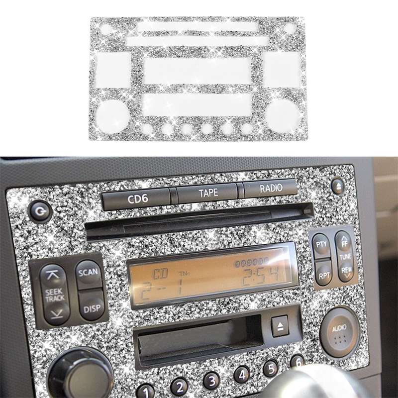 For Nissan 350Z 2003-2009 Car CD Radio Play Panel Diamond Decorative Sticker,Left and Right Drive Un