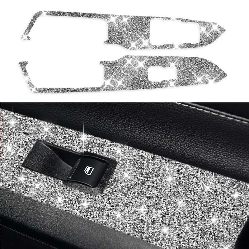 For Ford Mustang 2015-2020 Car Door Lift Panel B Diamond Decoration Sticker, Left Drive
