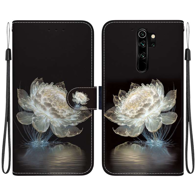 For Xiaomi Redmi Note 8 Pro Crystal Texture Colored Drawing Leather Phone Case(Crystal Peony)