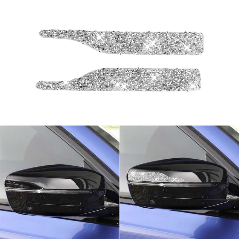 For BMW Car Rearview Mirror Anti-collision Strip Diamond Decoration Sticker, Left and Right Drive