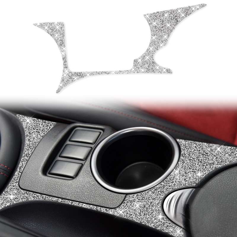 For Nissan 370Z Z34 2009- Car Water Cup Holder Panel Diamond Decoration Sticker, Left and Right Driv