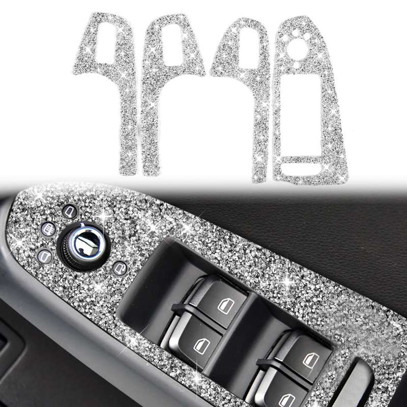 For Audi A4 / A5 / Q5 Car Door Lift Control Panel Diamond Decoration Sticker, Right Drive High Confi