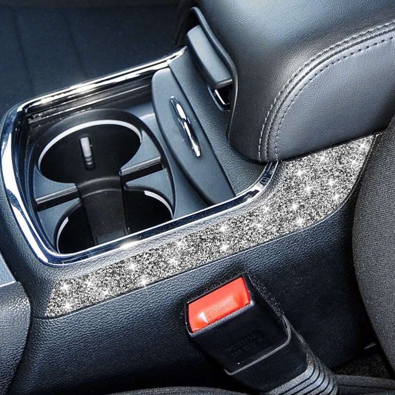 For Dodge Charger 2011-2014 Car Cup Holder Armrest Outside Diamond Decorative Sticker, Left-hand Dri
