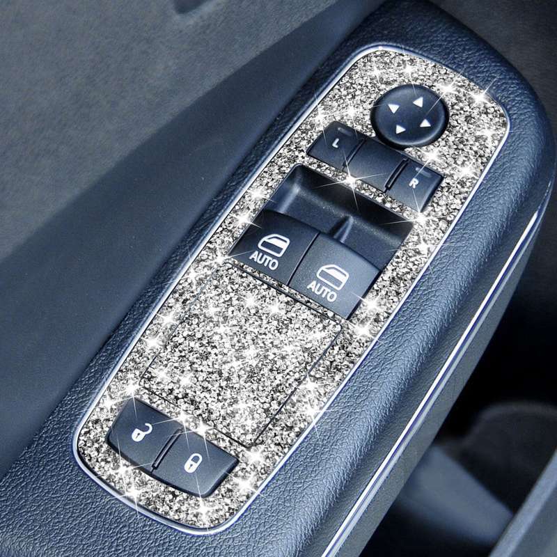 For Dodge Charger 2011-2014 5pcs/Set Car Window Lift Button Diamond Decorative Sticker, Left-hand Dr