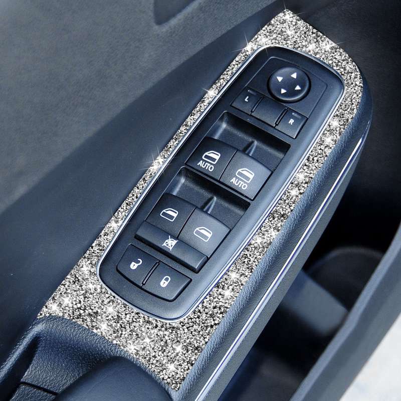 For Dodge Charger 2011-2014 6pcs/Set Car Window Lift Panel Diamond Decorative Sticker, Left-hand Dri