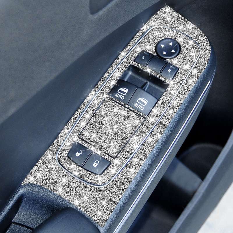 For Dodge Charger 2011-2014 9pcs/Set Car Window Lift Panel Diamond Decorative Sticker, Left-hand Dri
