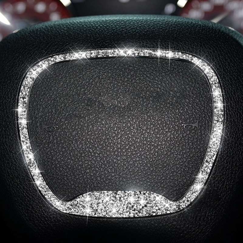 For Dodge Challenger 2015-2021 Car Steering Wheel Diamond Decorative Sticker, Left and Right Drive