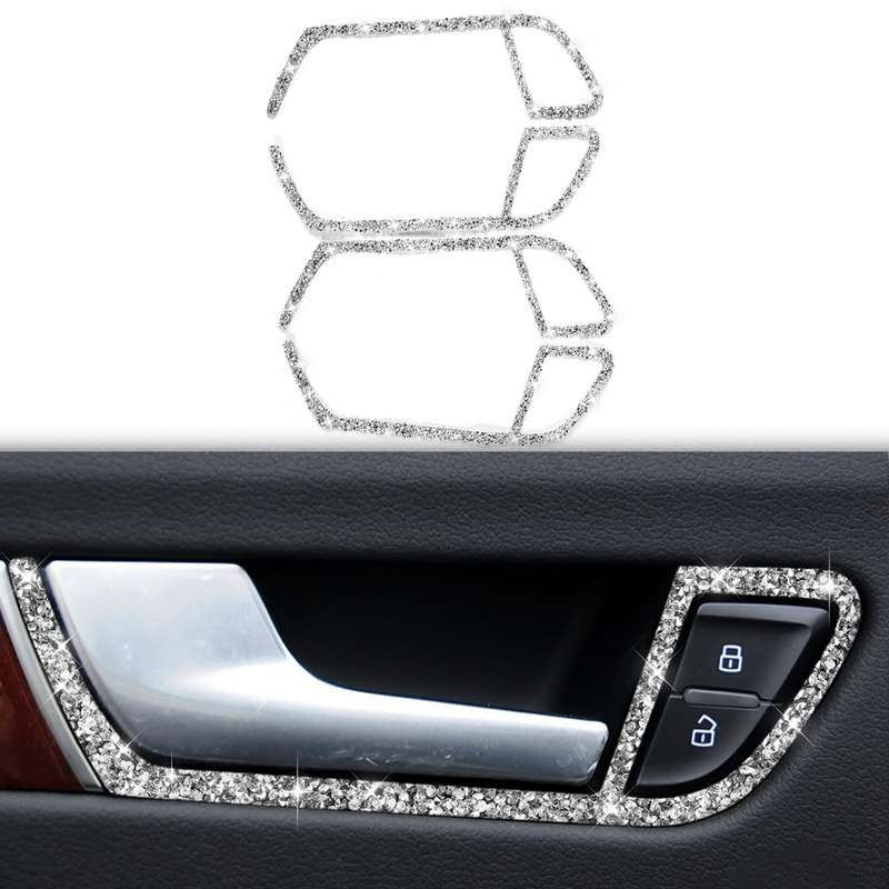 For Audi A4 / A5 / Q5 Car Door Inner Handle Frame Diamond Decoration Sticker, Left and Right Drive