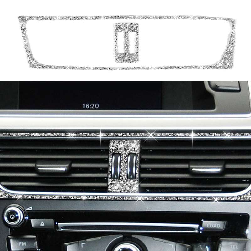 For Audi A4 / A5 / Q5 2pcs Car Air Conditioner Outlet Diamond Decoration Sticker, Left Drive