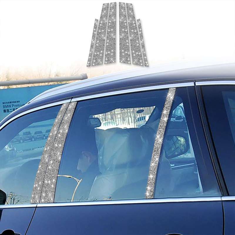 For BMW Series 3 E46 1999-2004 6pcs Car B-Pillar Diamond Decoration Sticker, Left and Right Drive